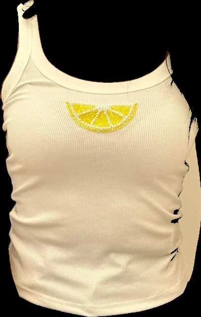 Tank top with a beaded lemon slice