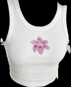 Tank top with a beaded pink lily