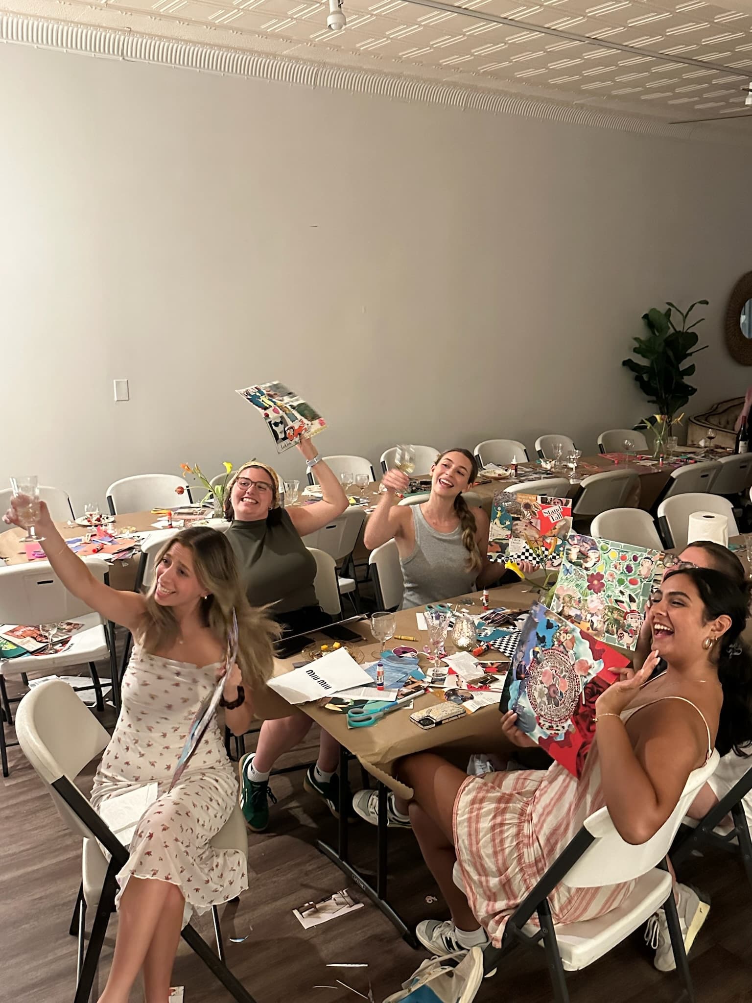 Workshop students crafting together at Mixed Mediums studio