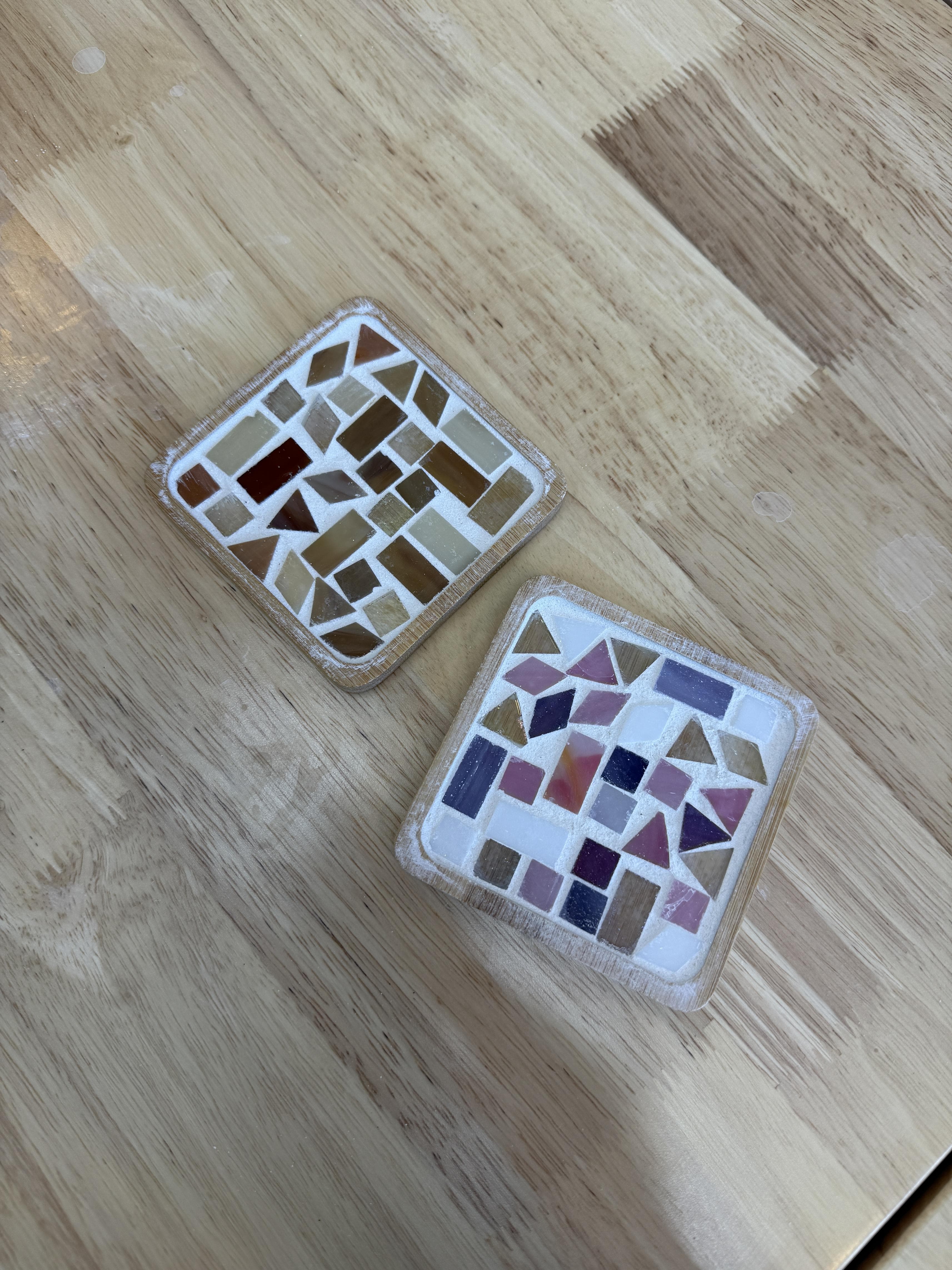 Colorful handmade mosaic coasters